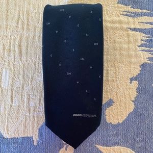 VTG I Currency Print Tie I Deak International I Navy Blue